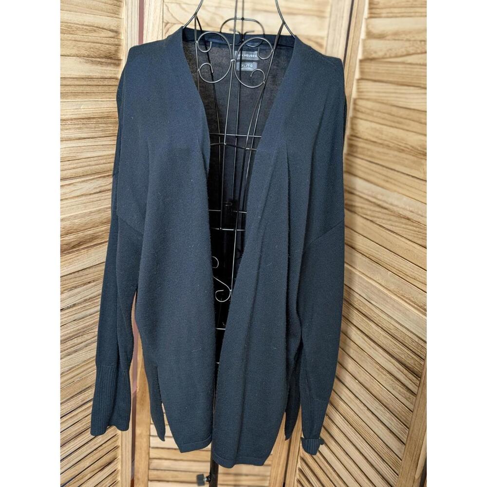 Van Heusen Studio Women’s Sweater Black Open‎ Front Cardigan Wrap X-Large